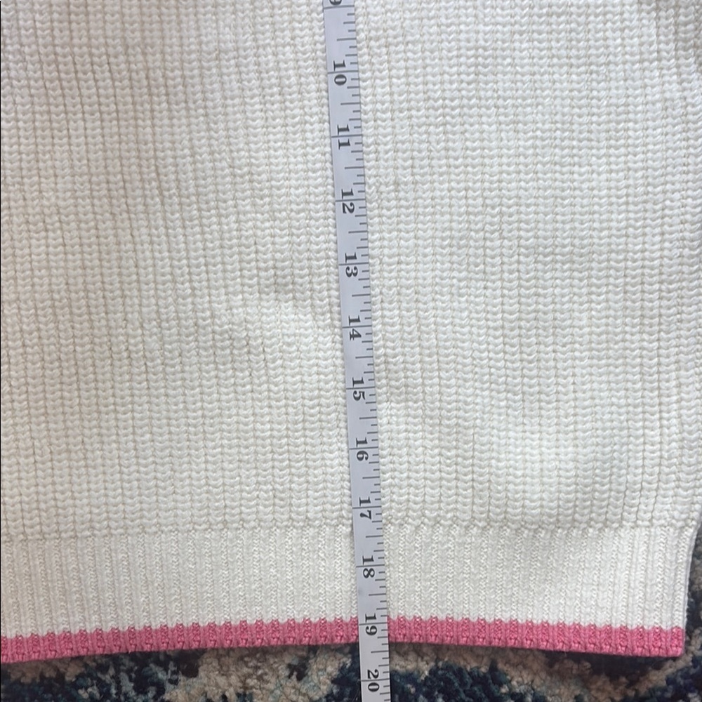 Kerri Rosenthal Pink and White Crew Neck Sweater with Playful Motifs - Picture 5 of 6